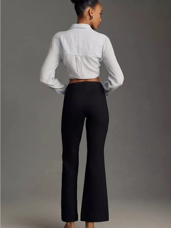 Anthropologie Maeve The Margot Kick Flare Cropped Pant Pull-On Black size S - Picture 4 of 9